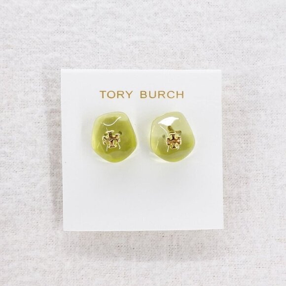 Tory Burch Resin Stud Earrings Green OS - Picture 1 of 12